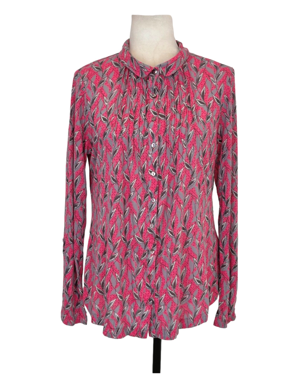 White Stuff pink leaf-print shirt